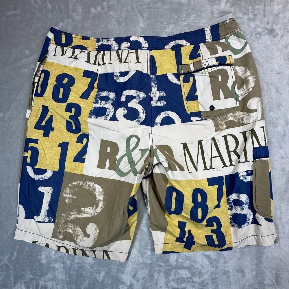 Tommy Bahama Relax Mens 40‎ R&R Marina AOP Board Shorts Swim Trunks Cotton Poly